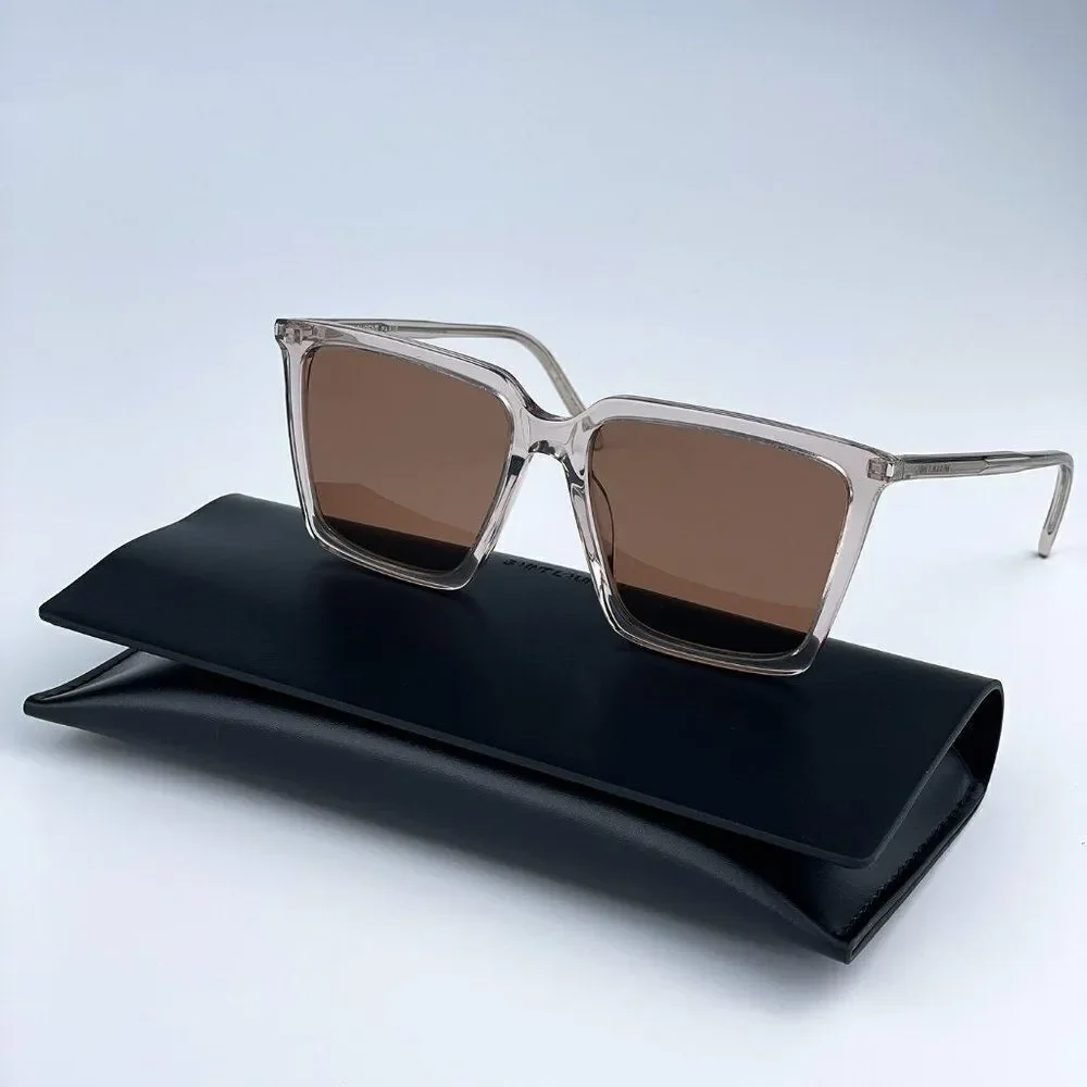SALE! NEW Saint Laurent SL474 003 Nude Brown Square Unisex Sunglasses